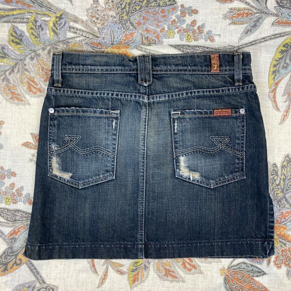 7 For All Mankind Rocker Women's Distressed Denim Mini Skirt Size 25 - Picture 4 of 10